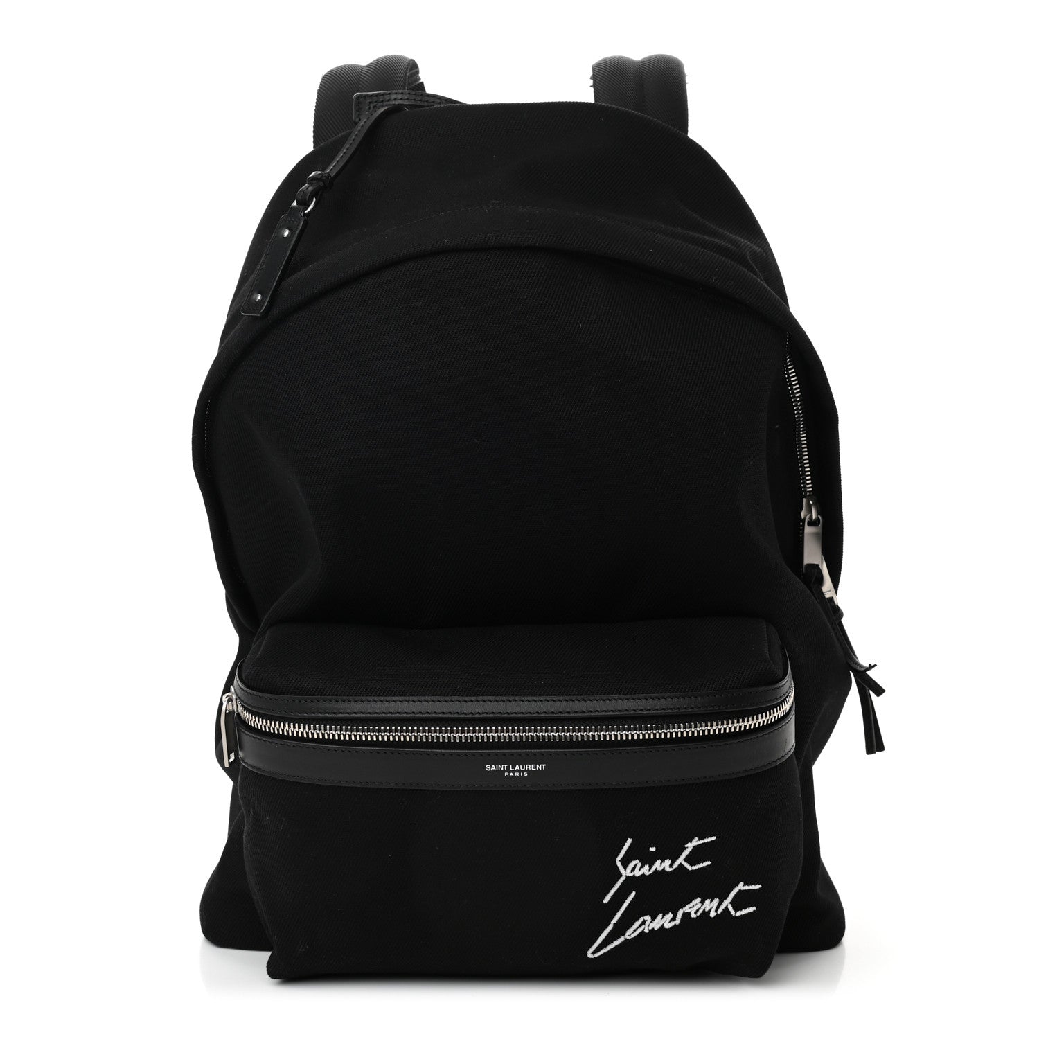 Saint Laurent Canvas Signature Embroidered City Backpack Black 1 of 10