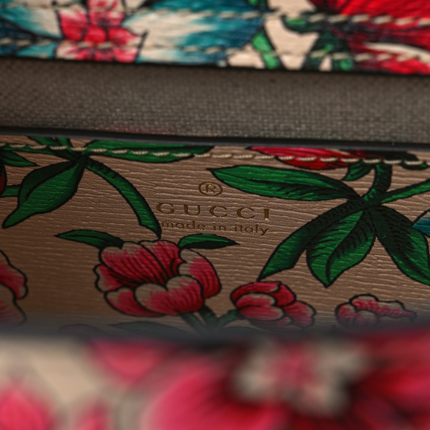 Gucci New Shangai Calfskin Floral Print Mini Diana Tote Bag Multicolor 6 of 10