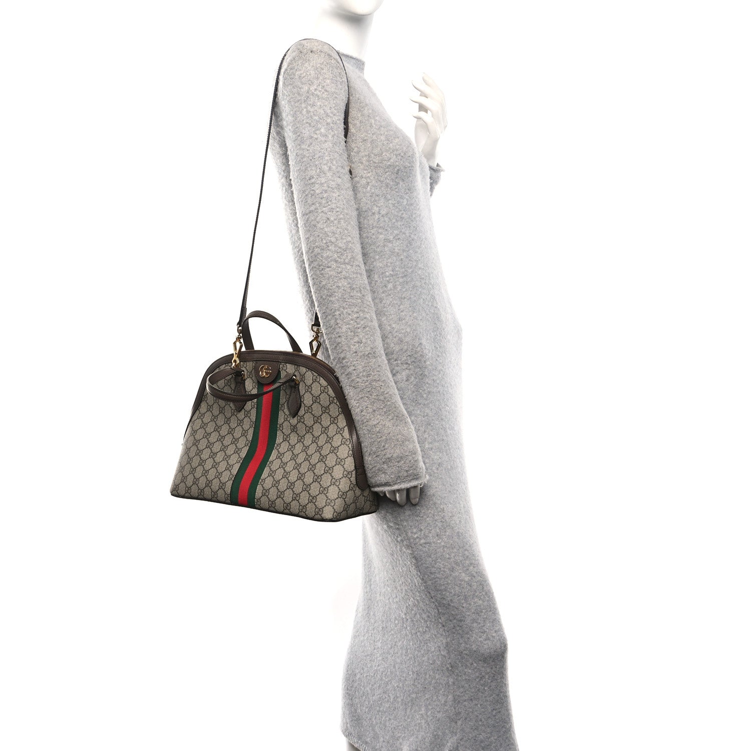 Gucci GG Supreme Monogram Web Medium Ophidia Top Handle Dome Bag Brown 2 of 10