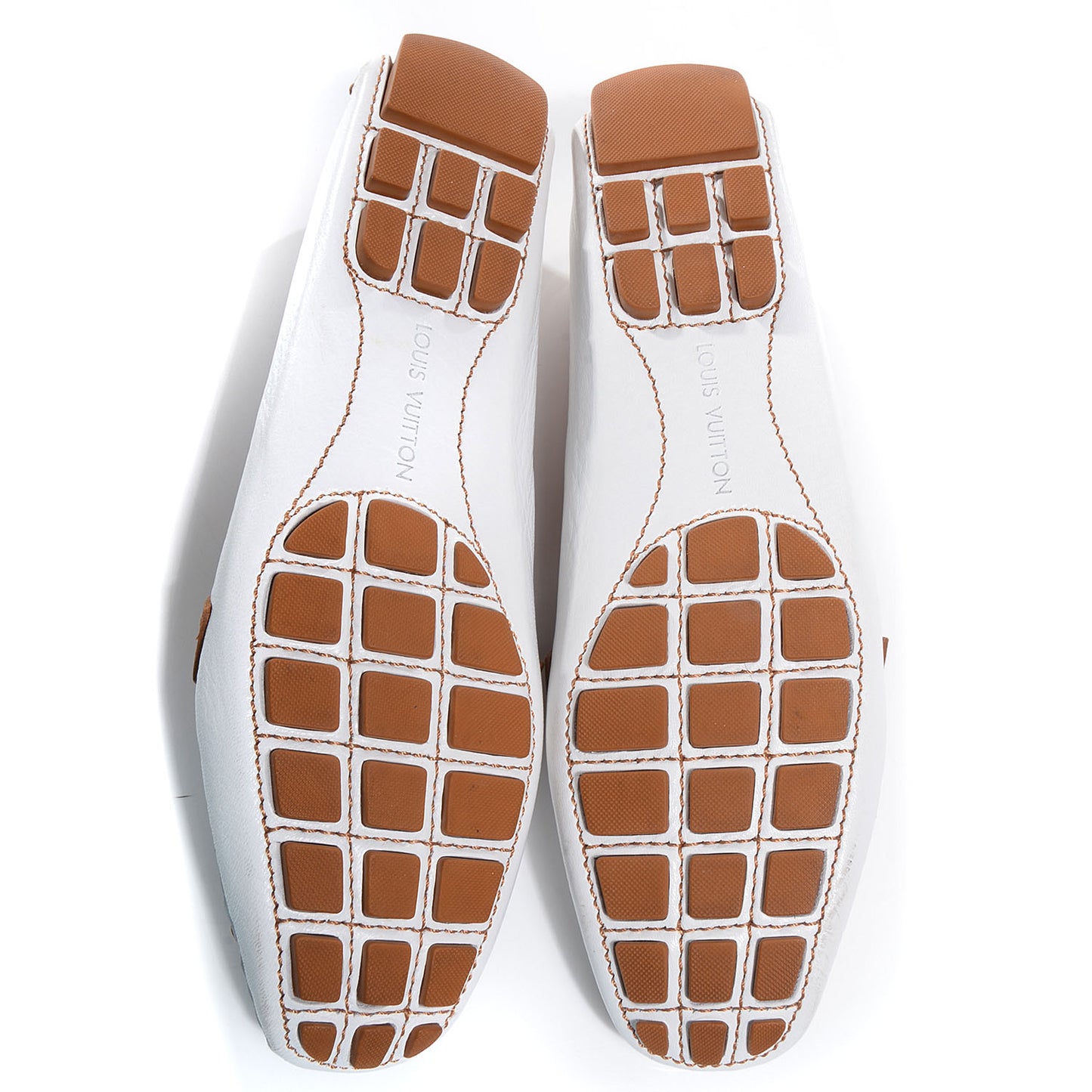 Leather Oxford Loafers 38.5 Cognac White