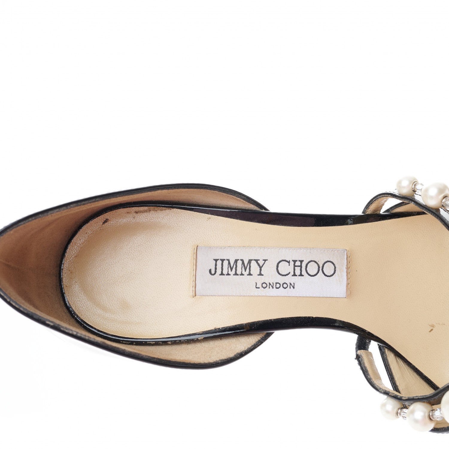 Jimmy Choo Patent Pearl Embellished Aurelie 85 Pumps 38 Black 7 of 7
