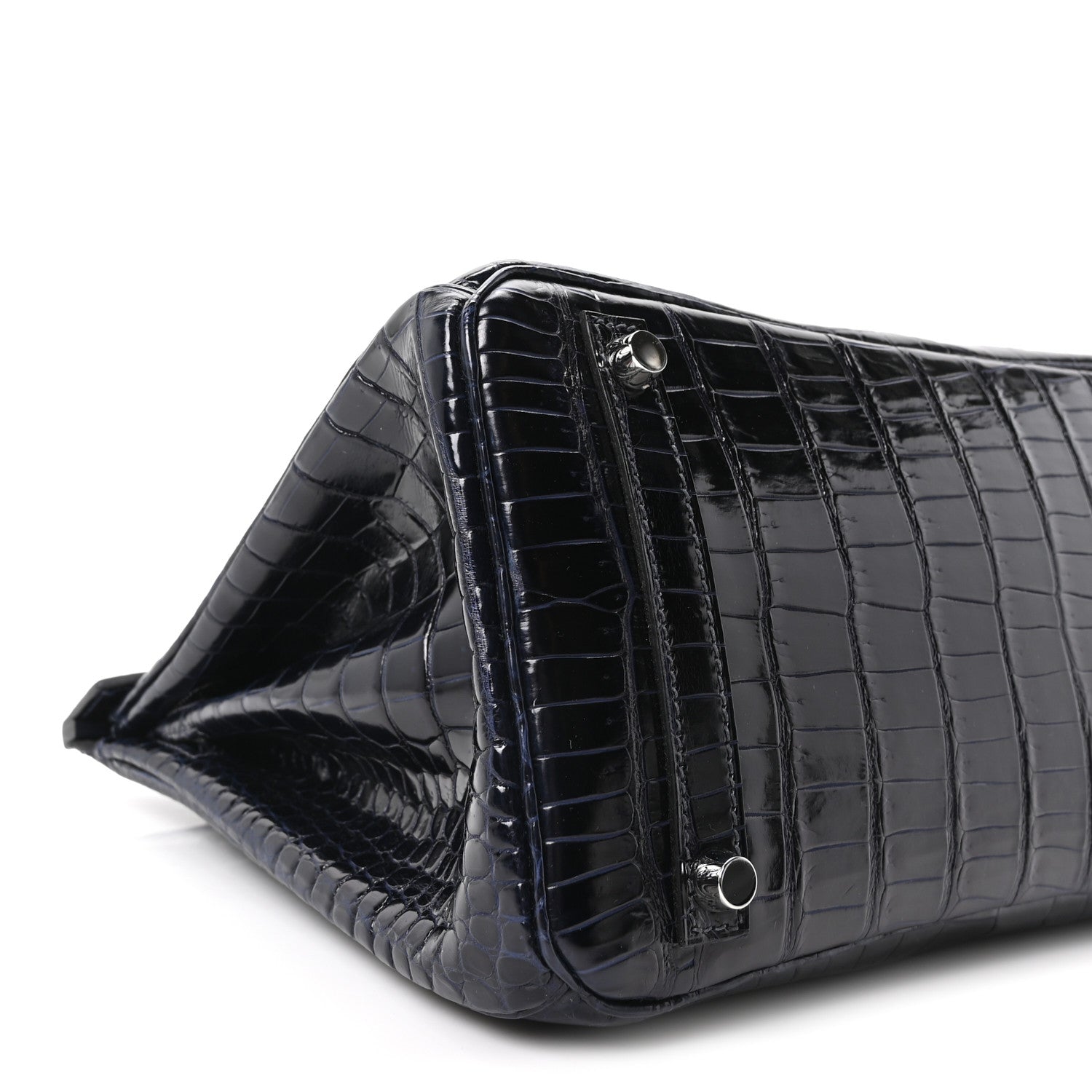 Hermes Shiny Porosus Crocodile Birkin 30 Bleu Marine 9 of 11