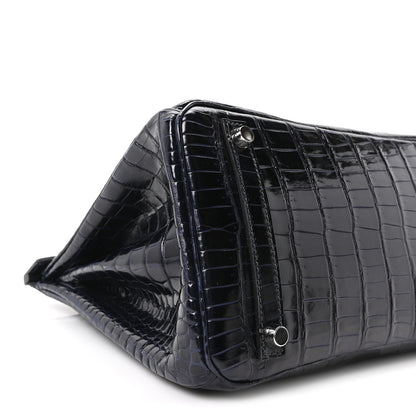 Hermes Shiny Porosus Crocodile Birkin 30 Bleu Marine 9 of 11