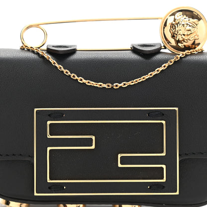 Fendi X VERSACE Vitello Seta Fendace Studded Nano Brooch Baguette Black 8 of 11