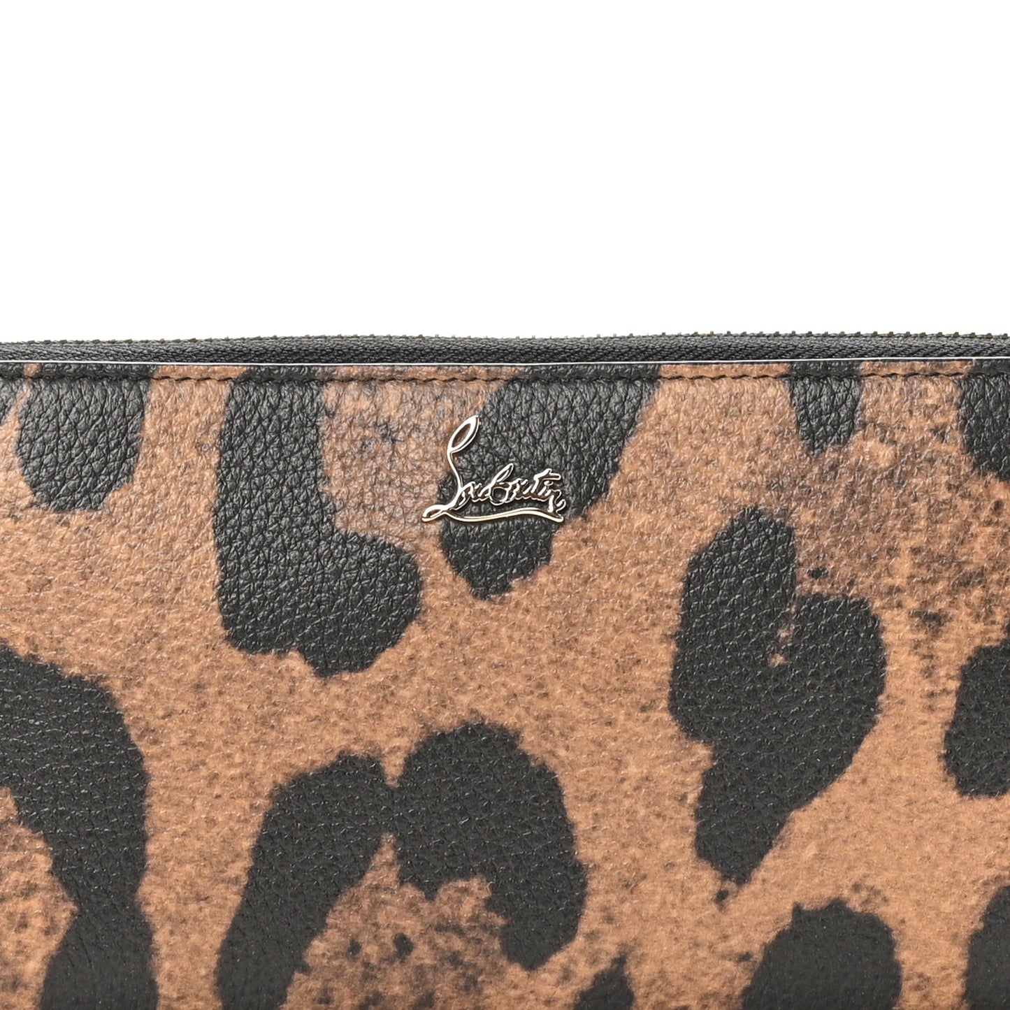Calfskin Empire Leopard Panettone Zip Around Wallet Brown Gold