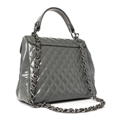 Chanel Glazed Calfskin Small Mademoiselle Lock Kelly Flap Bag Grey 3 of 10