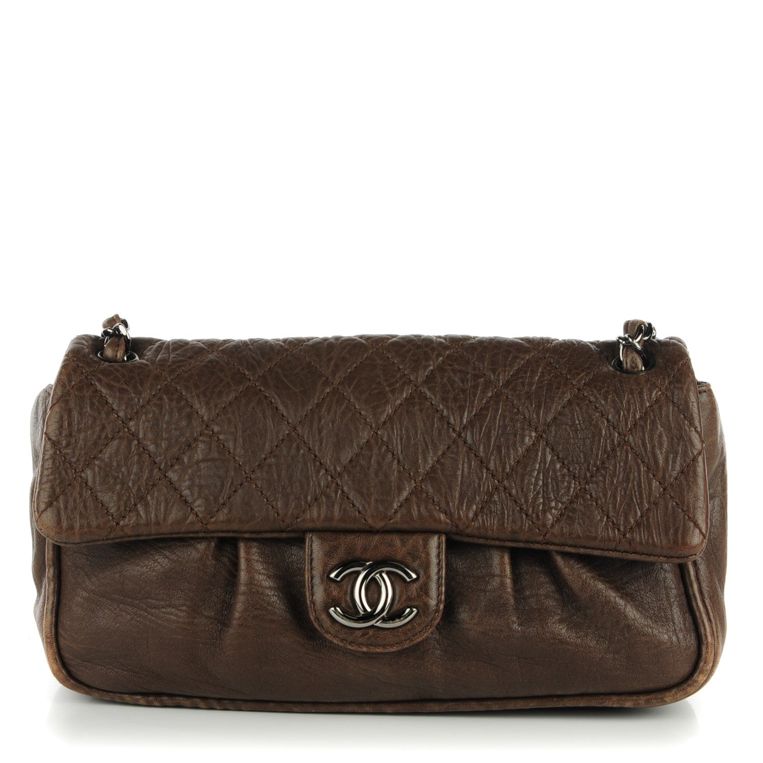 Chanel Distressed Lambskin Quilted Flap Brown 1 of 8