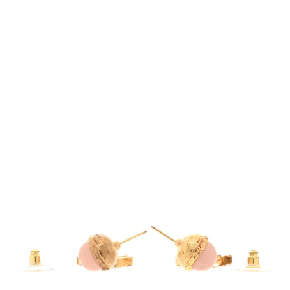 Chanel Crystal Resin CC Drop Earrings Pink Gold 3 of 7