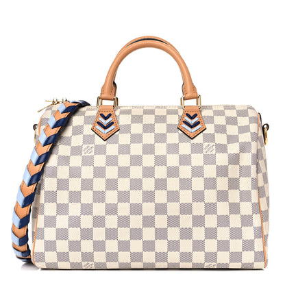 Louis Vuitton Damier Azur Braided Speedy Bandouliere 30 Blue 1 of 17