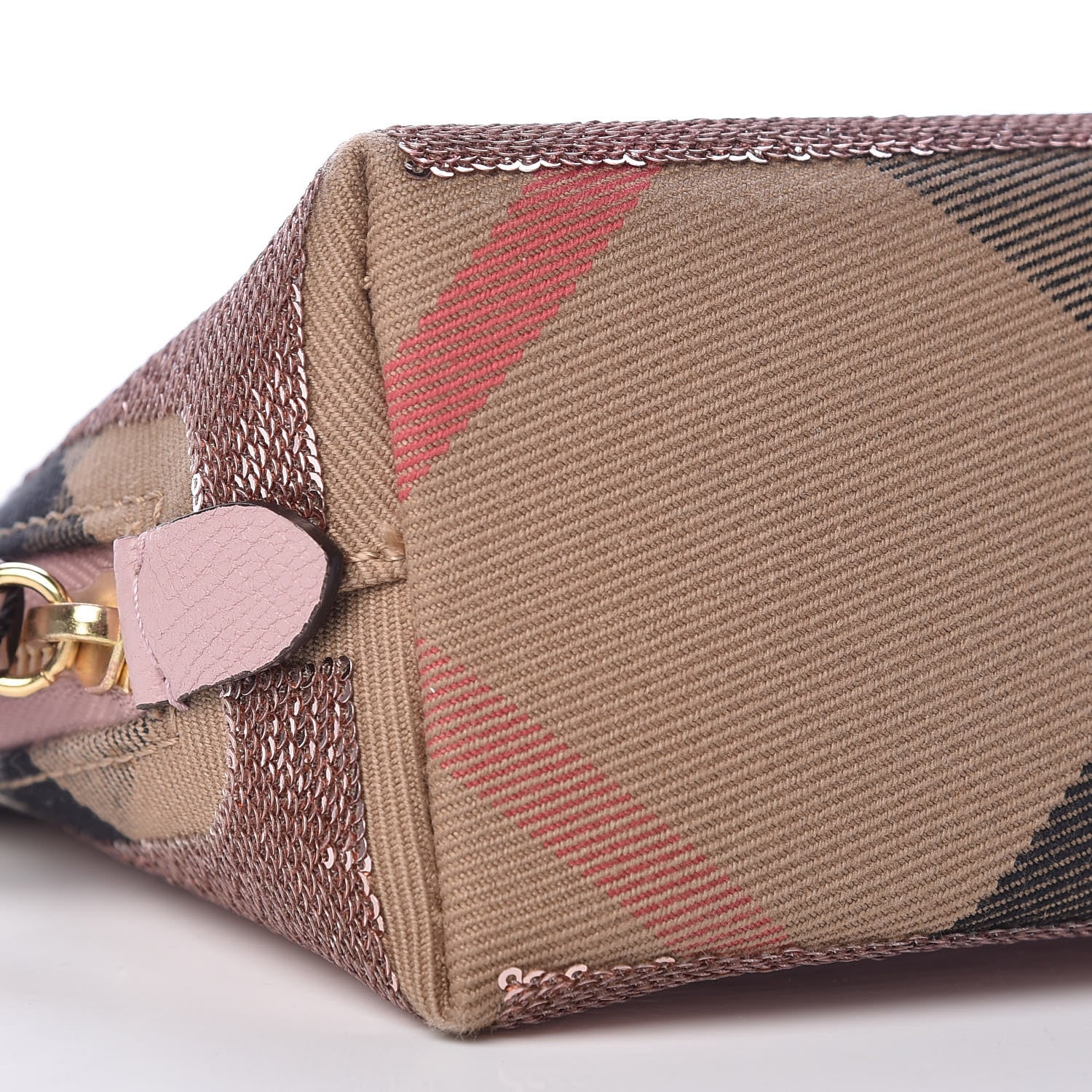 Burberry House Check Sequin Peyton Pouch Bag Pink 8 of 9