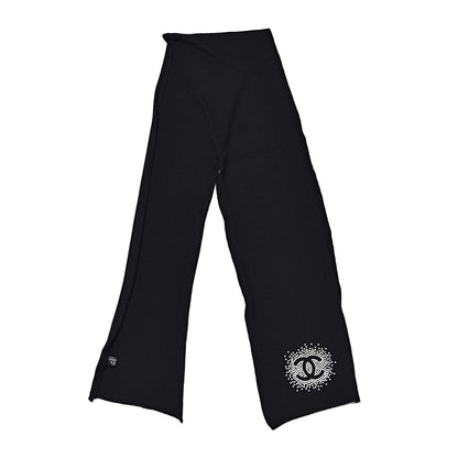 Chanel Wool Silk Cashmere Beaded CC Scarf Black 3 of 6