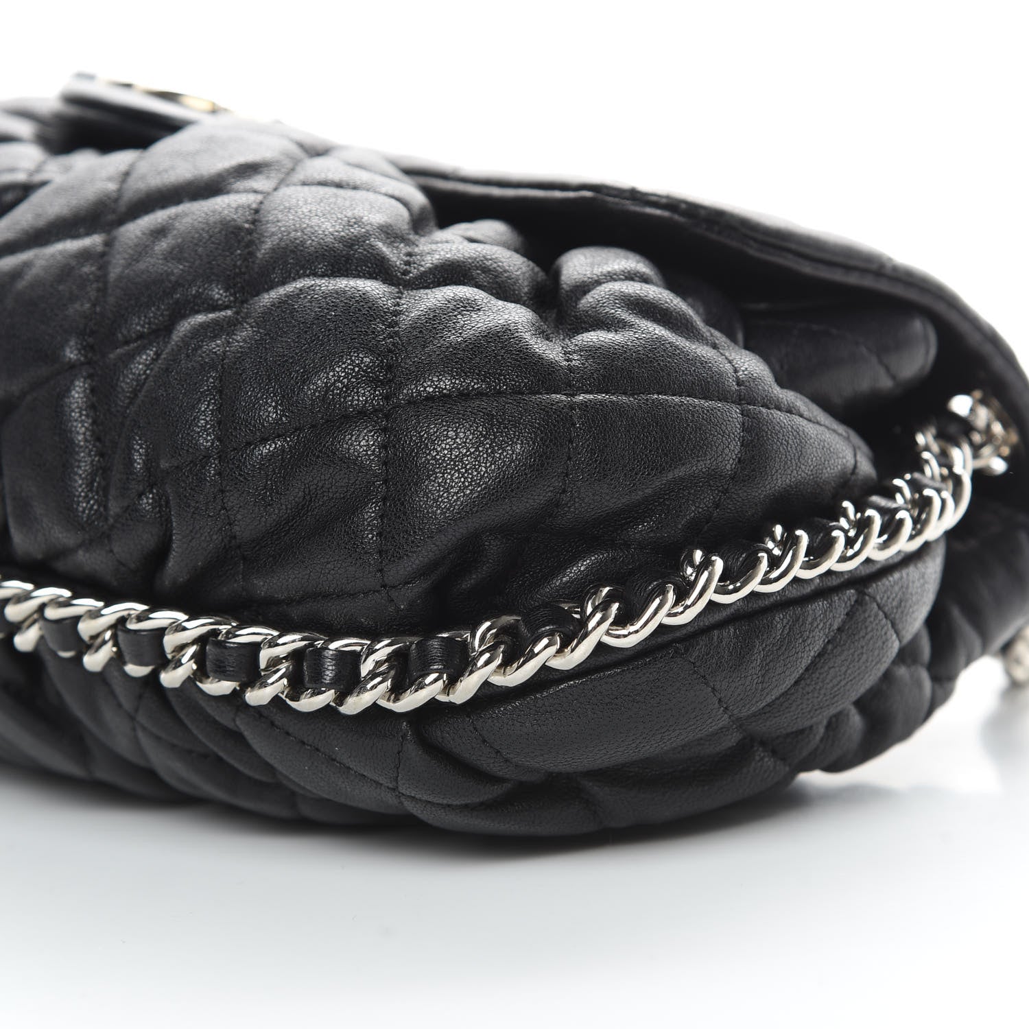 Chanel Washed Lambskin Quilted Medium Chain Around Messenger Black 10 of 15