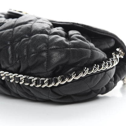 Chanel Washed Lambskin Quilted Medium Chain Around Messenger Black 10 of 15
