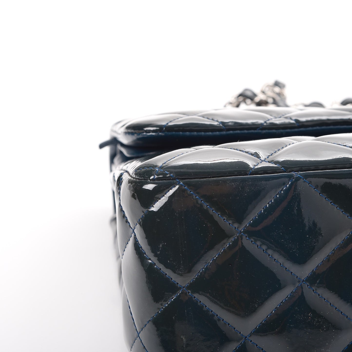 Patent Quilted Jumbo Double Flap Blue
