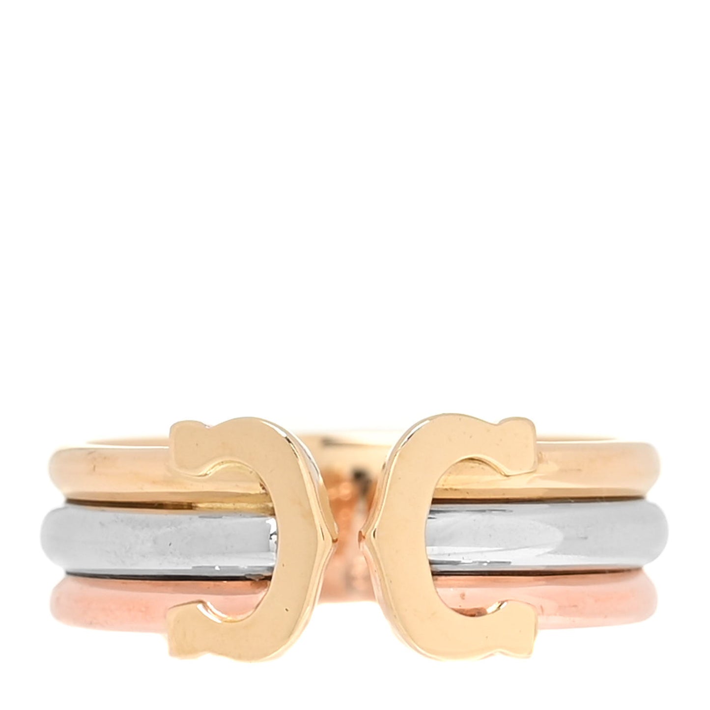 18K Pink Yellow White Gold 8mm C De Cartier Ring 49 4.75