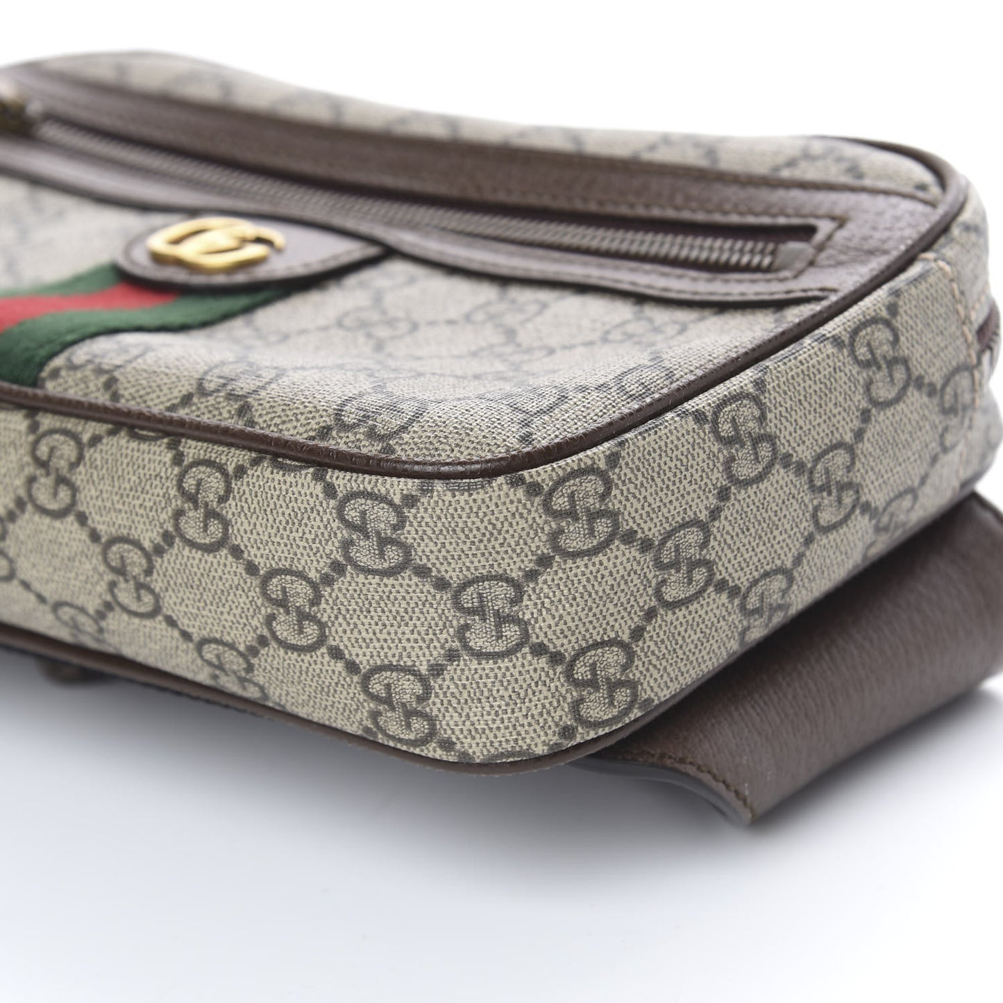Soft GG Supreme Monogram Medium Ophidia Belt Bag Dark Brown