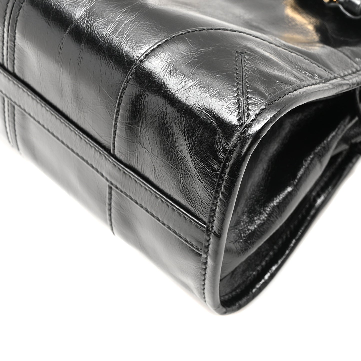 Glossy Calfskin Triangle Small Bonnie Shoulder Bag Black