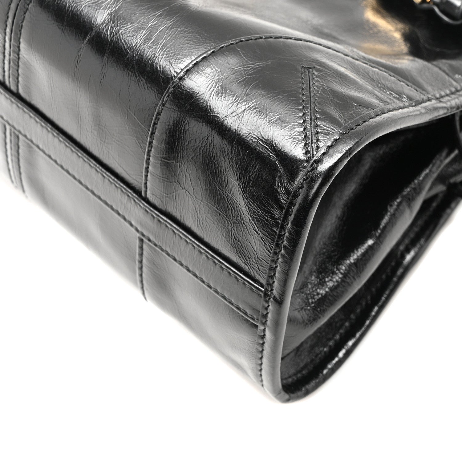 Prada Glossy Calfskin Triangle Small Bonnie Shoulder Bag Black 9 of 10