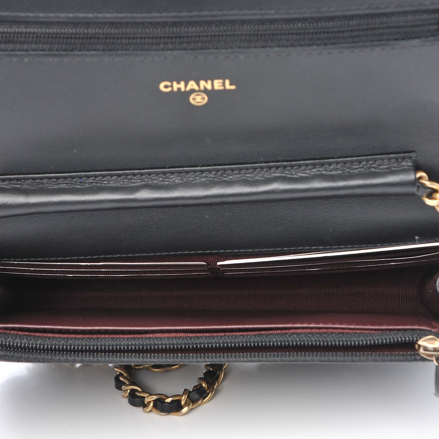 Aged Calfskin Quilted Lucky Charms 2.55 Reissue Wallet On Chain WOC Black