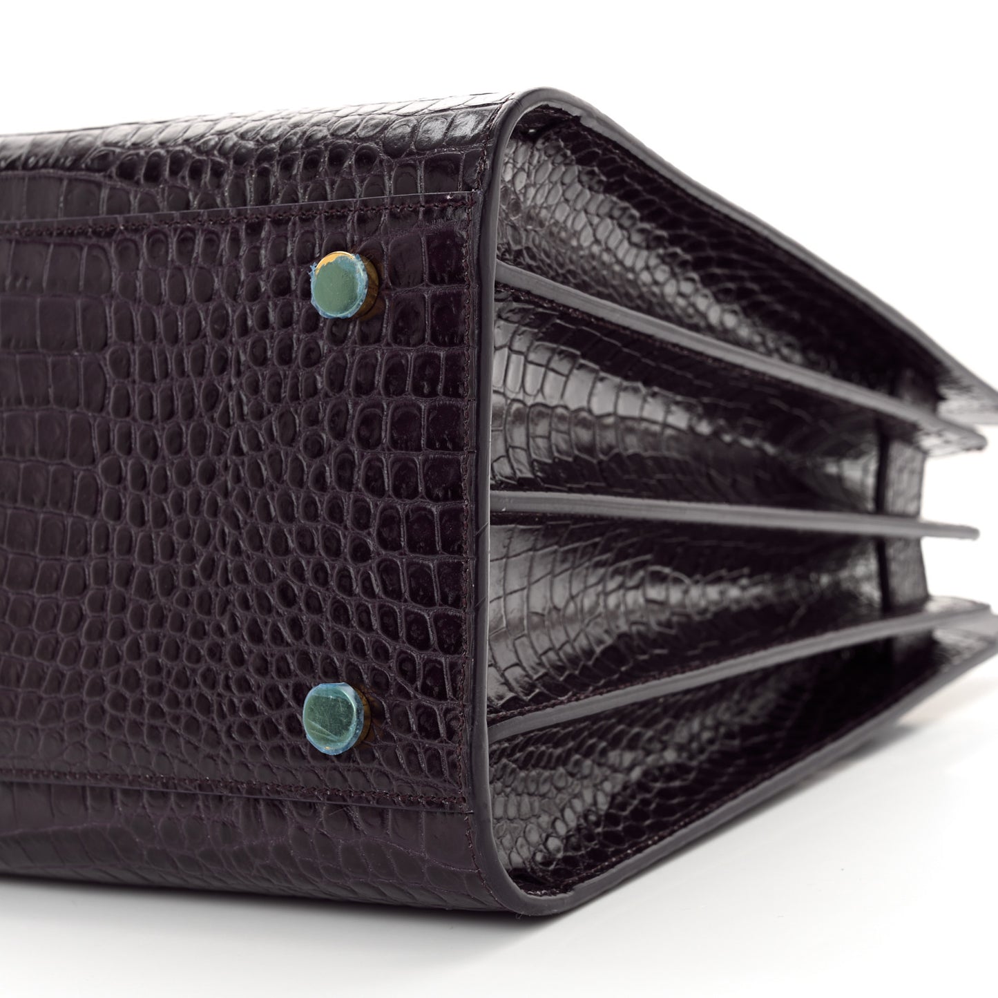 Calfskin Crocodile Embossed Small Sac de Jour Prune