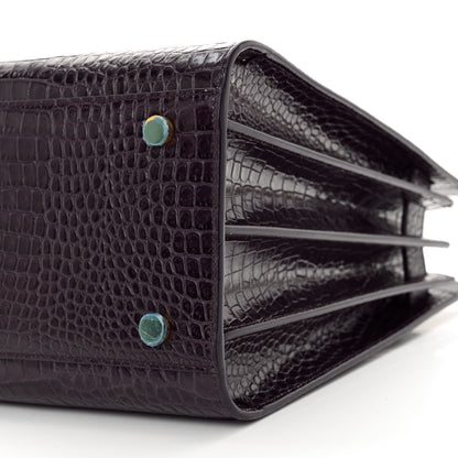 Saint Laurent Calfskin Crocodile Embossed Small Sac de Jour Prune 10 of 12