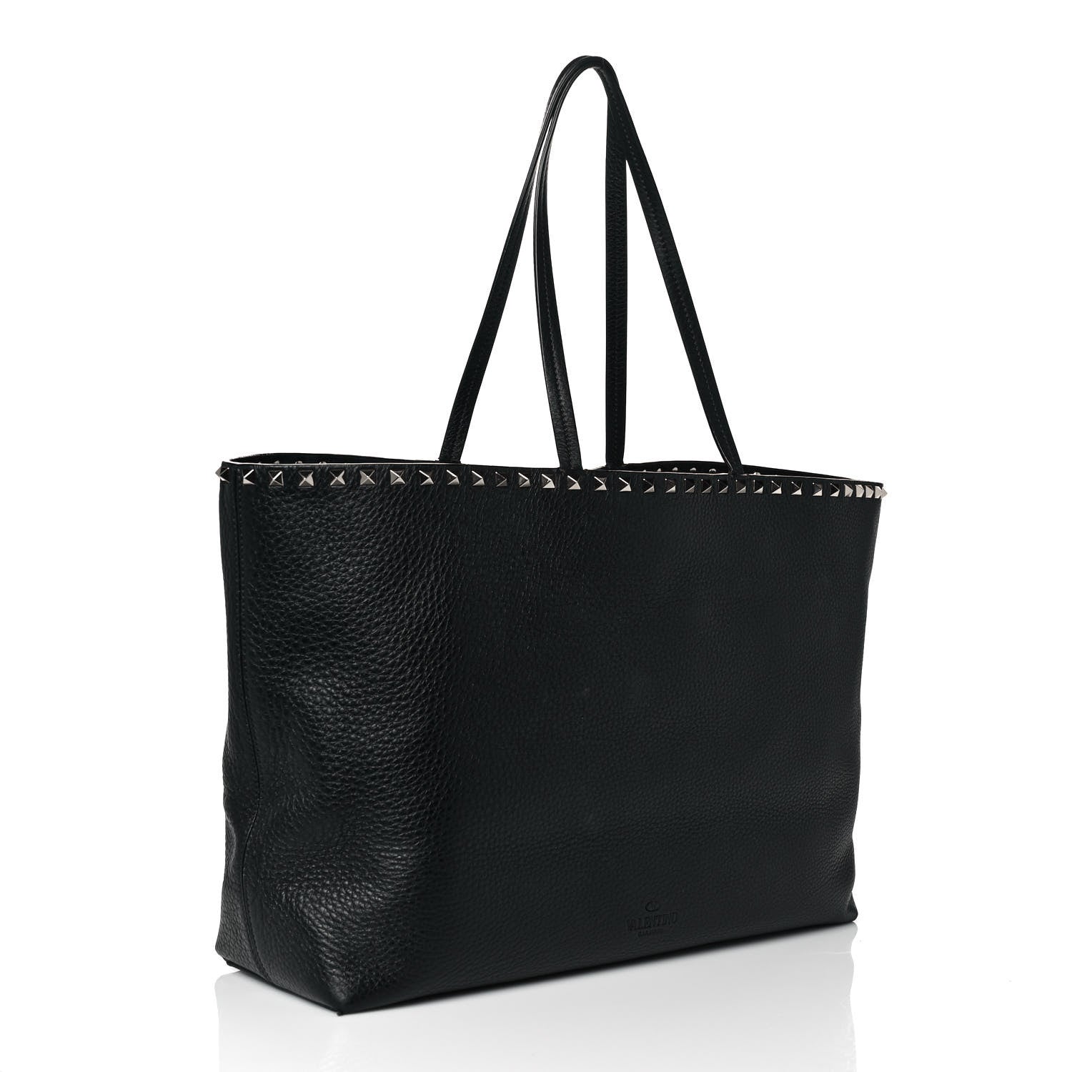 Valentino Garavani Grained Calfskin Rockstud Shoulder Tote Black 3 of 10
