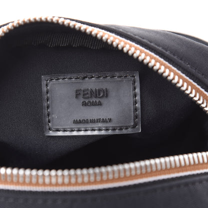 Fendi Nylon Vitello Century Pequin Logo Plate Small Crossbody Messenger Black 7 of 8
