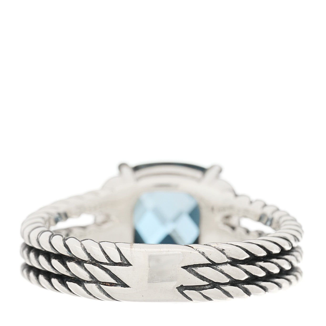 David Yurman Sterling Silver Diamond Hampton Blue Topaz 10mm Petite Wheaton Ring 54 6.75 3 of 6