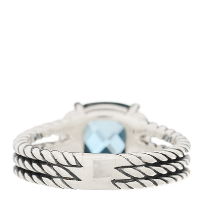 David Yurman Sterling Silver Diamond Hampton Blue Topaz 10mm Petite Wheaton Ring 54 6.75 3 of 6