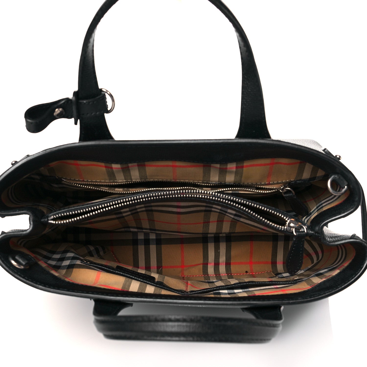 Burberry Derby Calfskin House Check Medium Banner Tote Black 5 of 15
