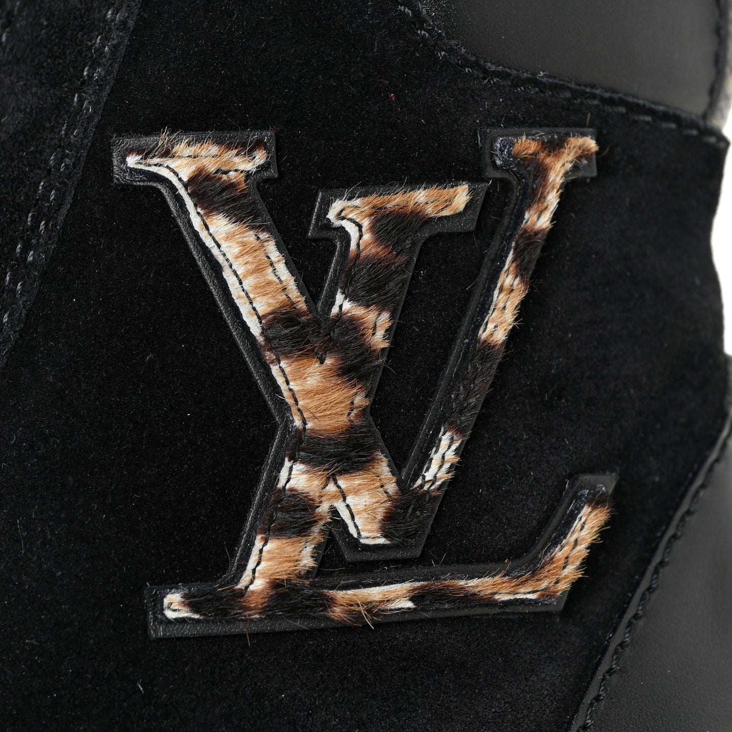 Suede Calfskin Monogram Laureate Platform Desert Boots 35.5 Black