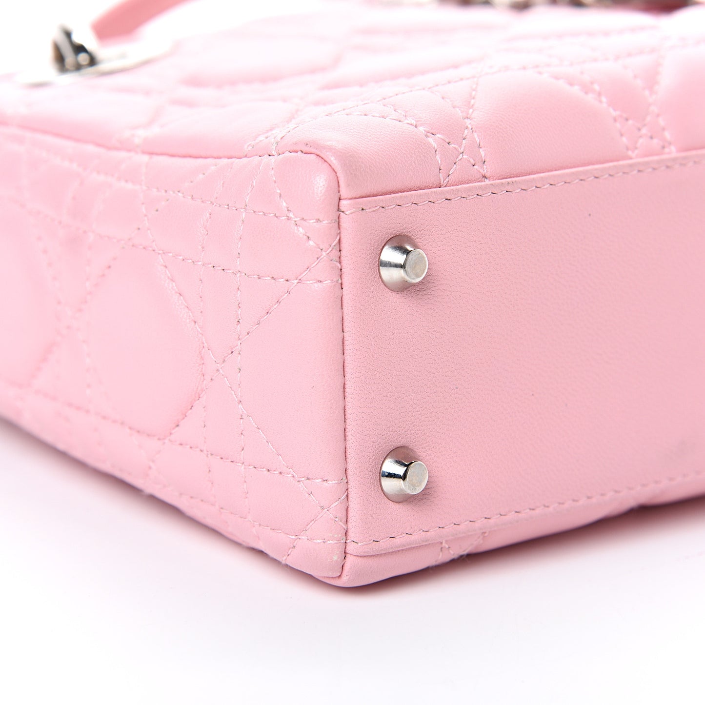 Lambskin Cannage Mini Lady Dior Rose Clair