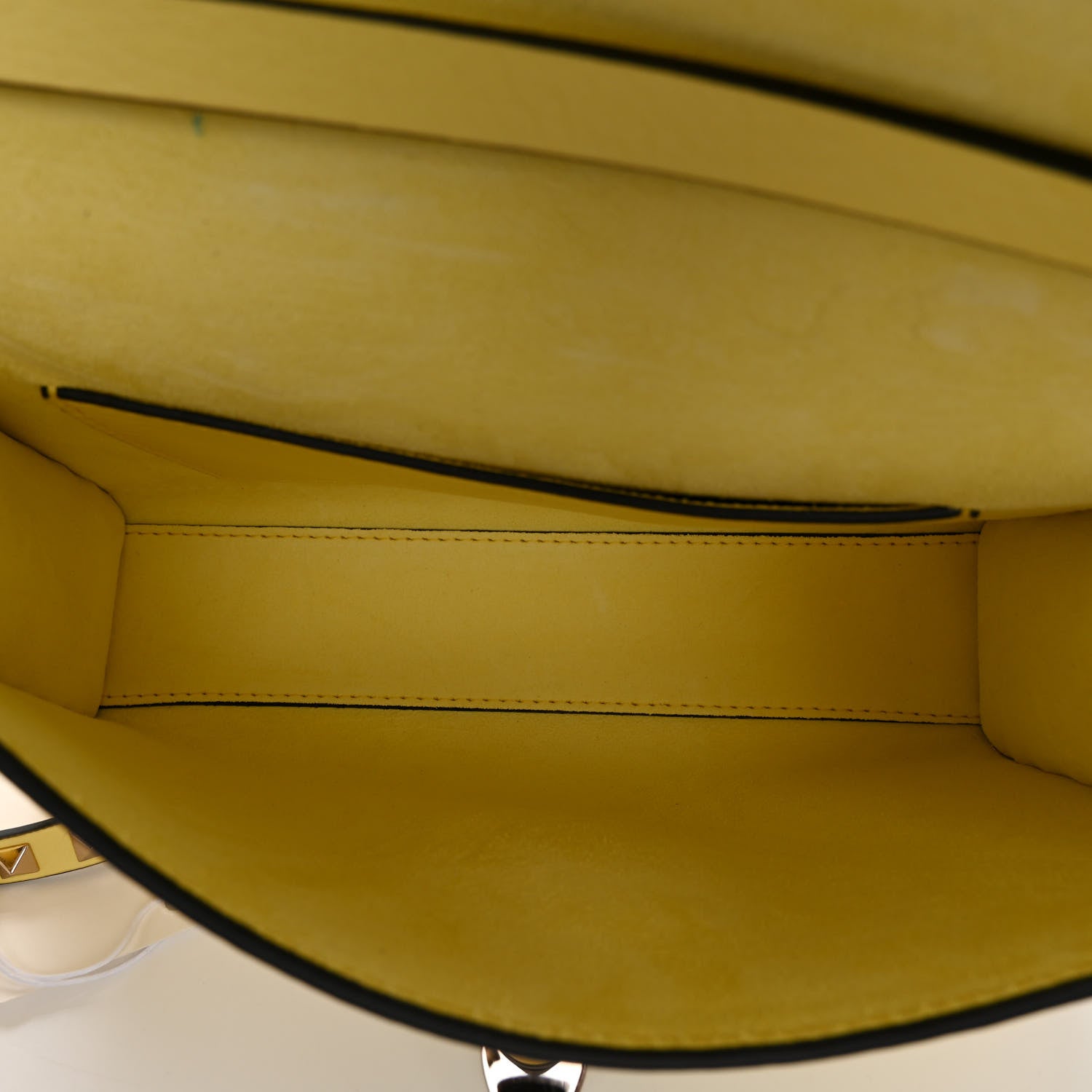Valentino Garavani Pebbled Calfskin Rockstud Flip Lock Crossbody Bag Yellow 5 of 8