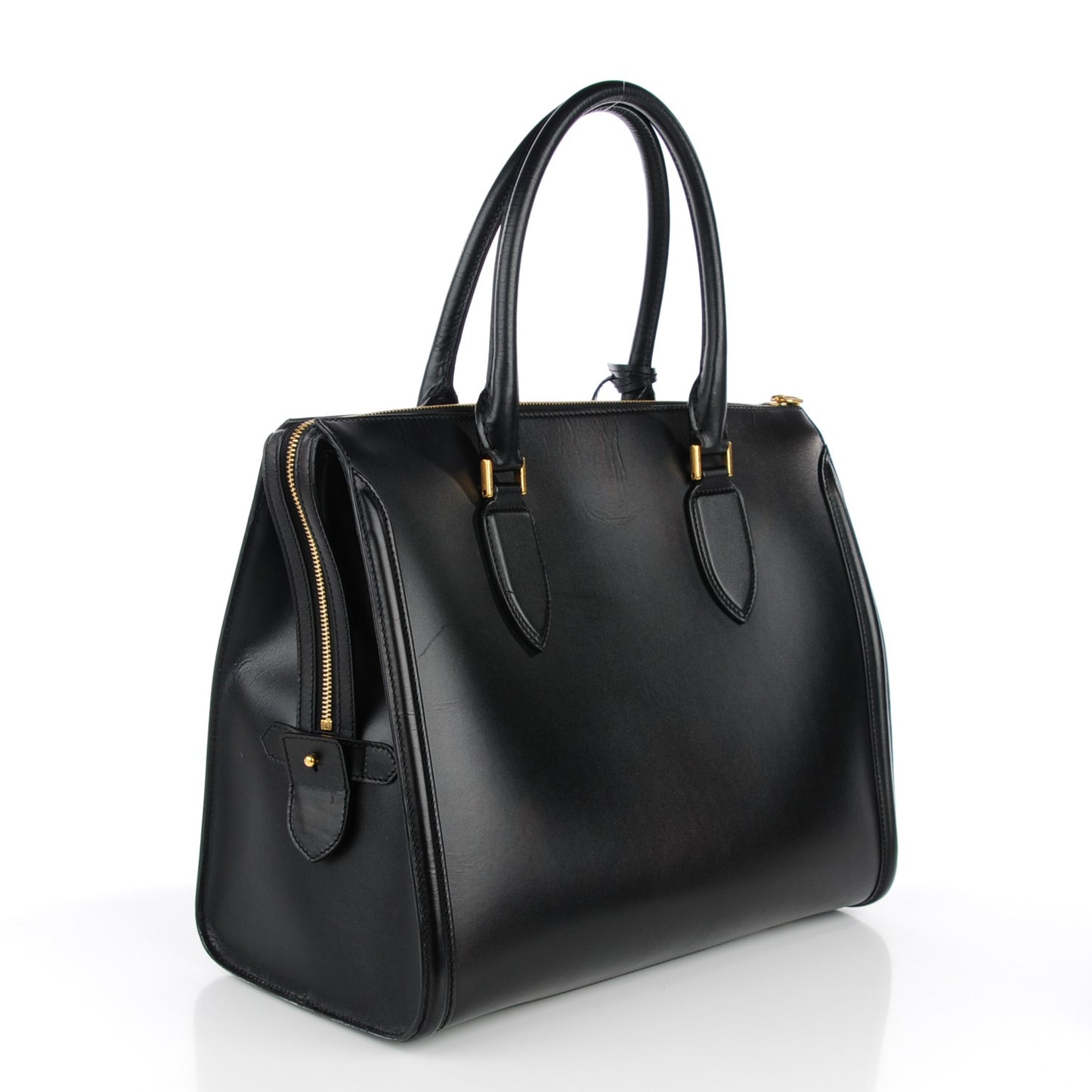 Calfskin Zip Up Heroine Tote Black