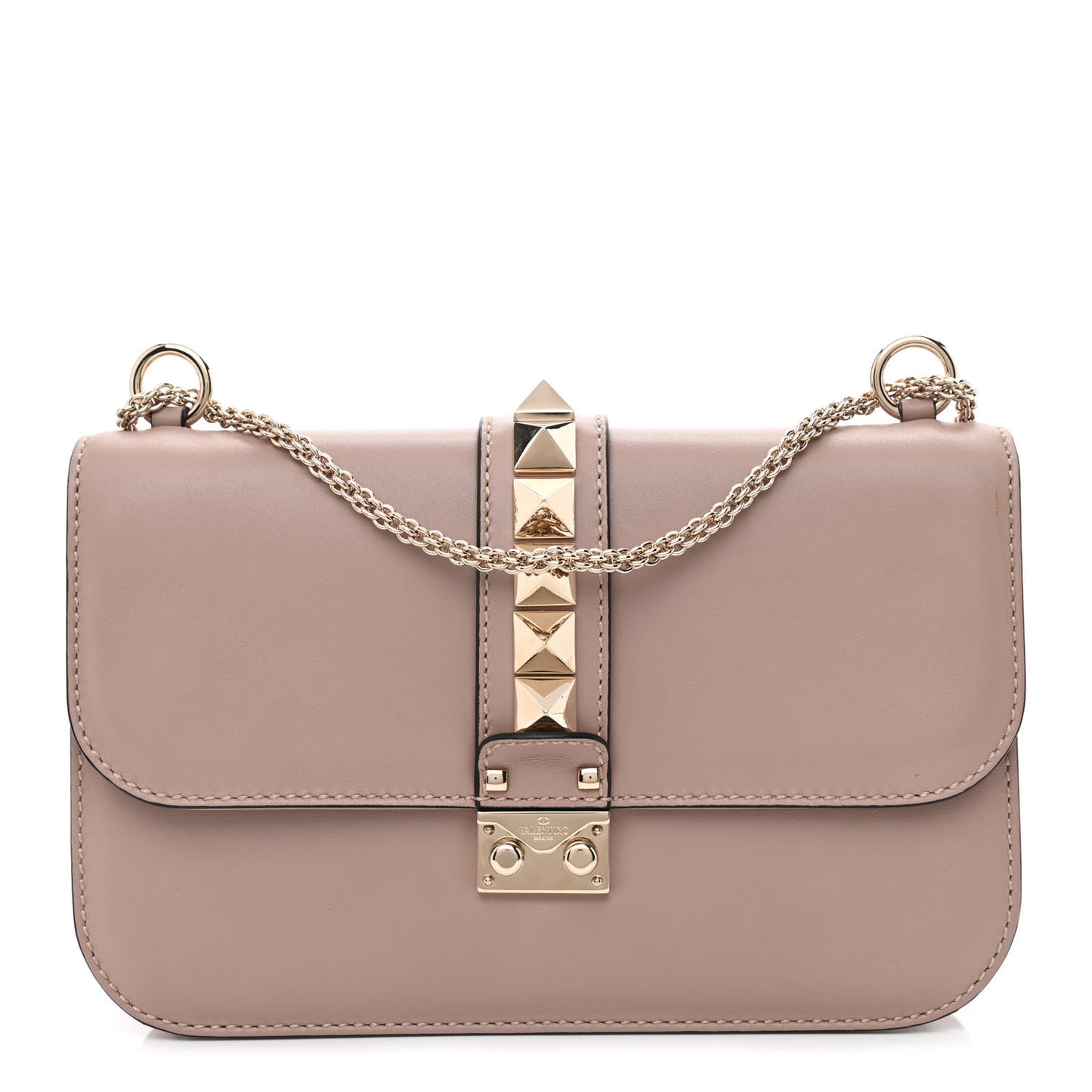 Vitello Medium Glam Lock Rockstud Flap Poudre