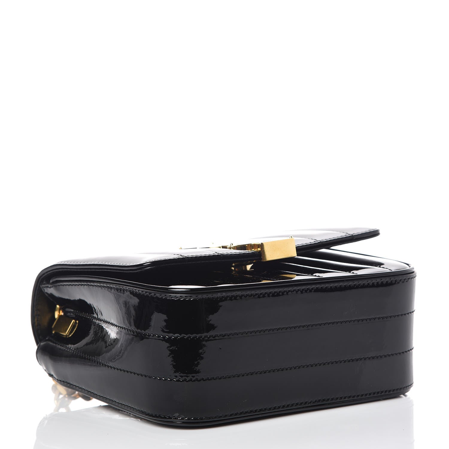 Saint Laurent Patent Calfskin Matelasse Monogram Small Vicky Chain Bag Black 4 of 8