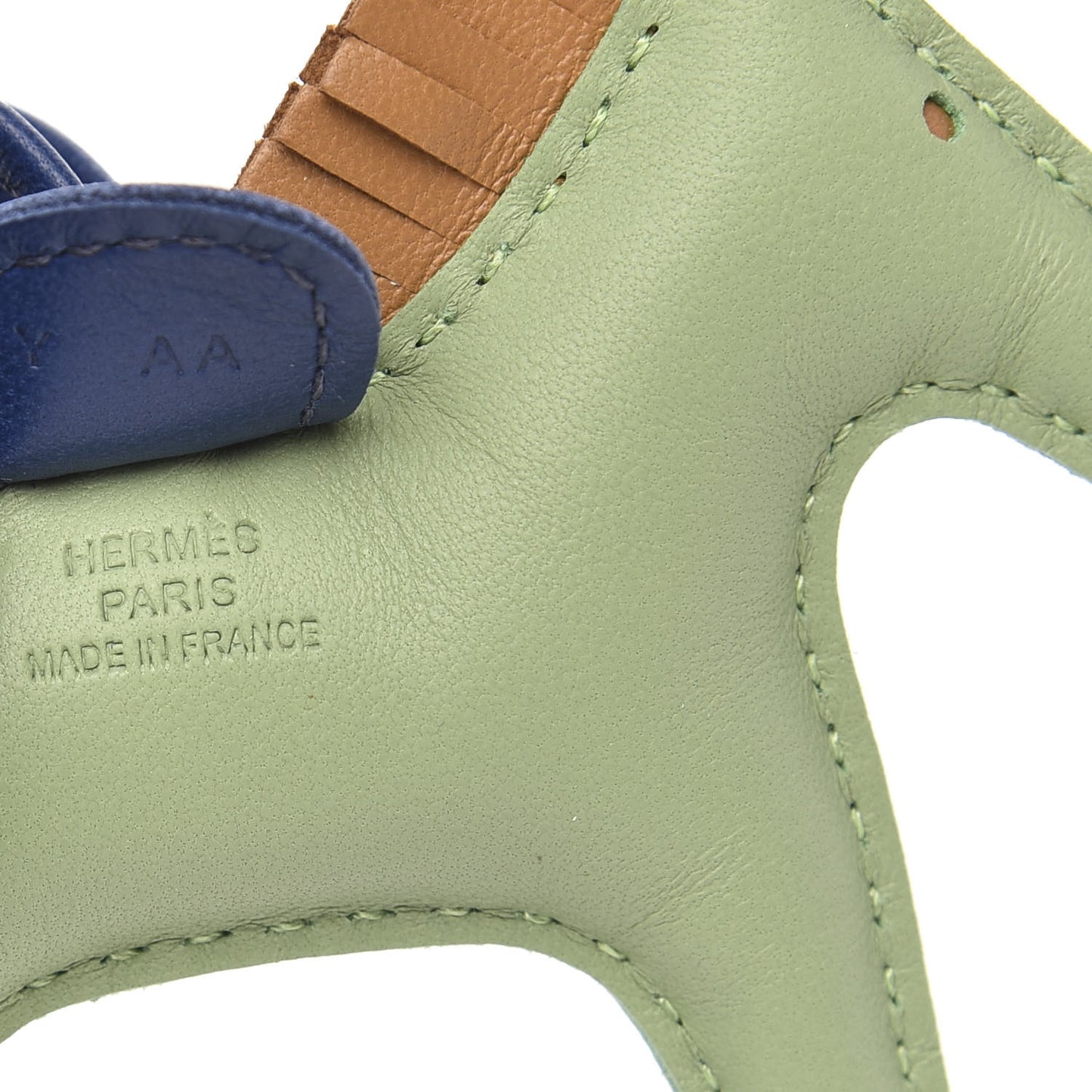 Milo Lambskin Grigri Rodeo Horse Bag Charm PM Vert Criquet Sesame Bleu de Malte