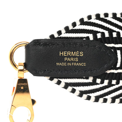 Hermes Toile Swift 50mm Sangle Cavale Shoulder Strap Black Ecru 3 of 6