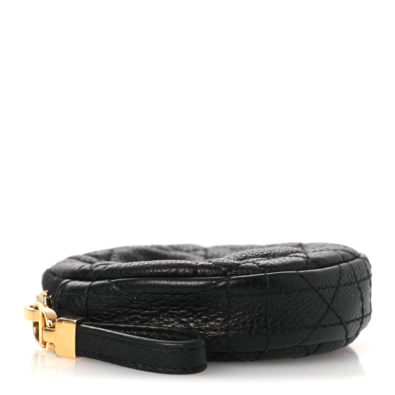 Christian Dior Supple Calfskin Cannage Round Detachable Caro Coin Purse Black 4 of 7