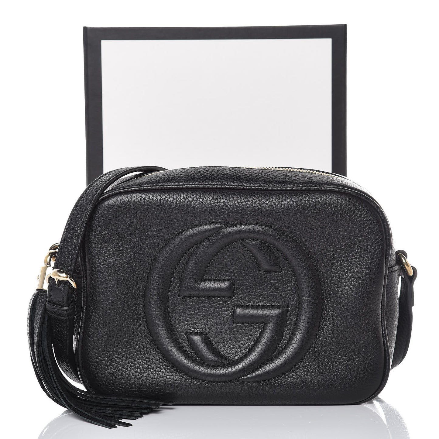 Pebbled Calfskin Small Soho Disco Bag Black