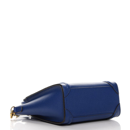 Celine Drummed Calfskin Nano Luggage Indigo 5 of 9