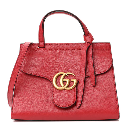Gucci Calfskin Mini GG Marmont Top Handle Bag Vulcanic Red 1 of 11