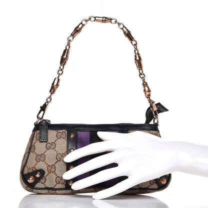 Gucci Monogram Web Studded Chain Clutch Purple 3 of 8