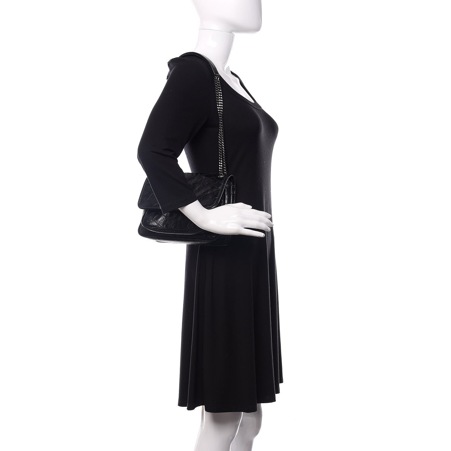 Saint Laurent Crinkled Calfskin Matelasse Monogram Baby Niki Chain Satchel Black 2 of 11