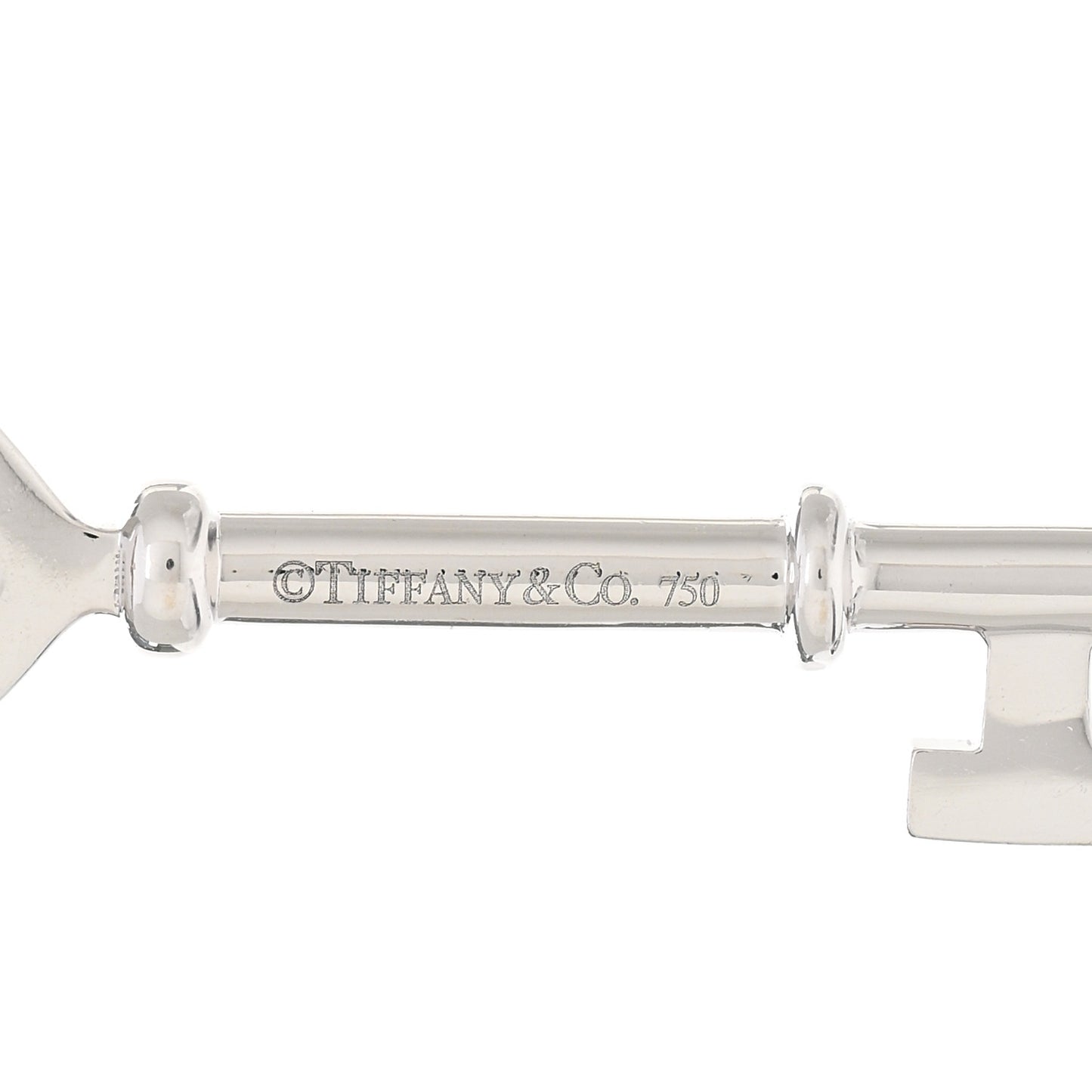 18K White Gold Diamond Medium Heart Key Pendant Necklace