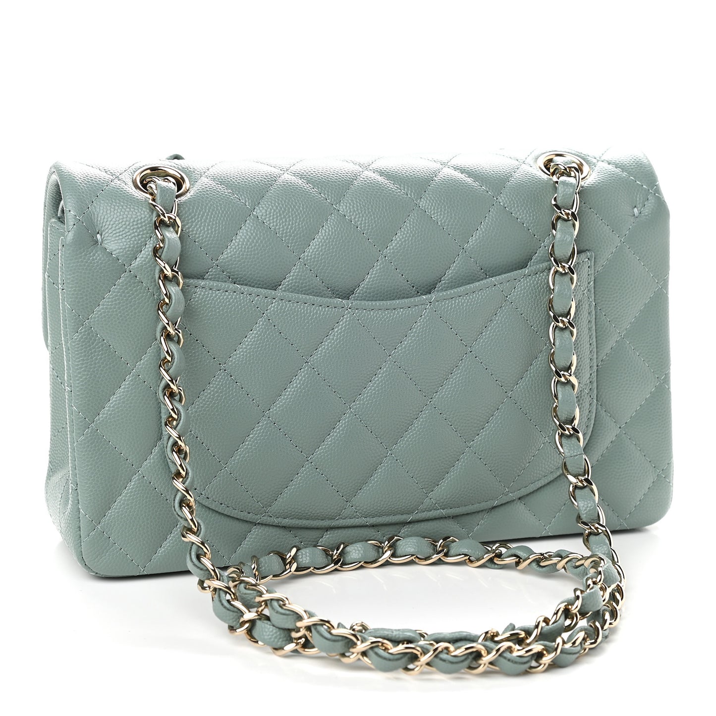 Caviar Quilted Small Double Flap Light Blue