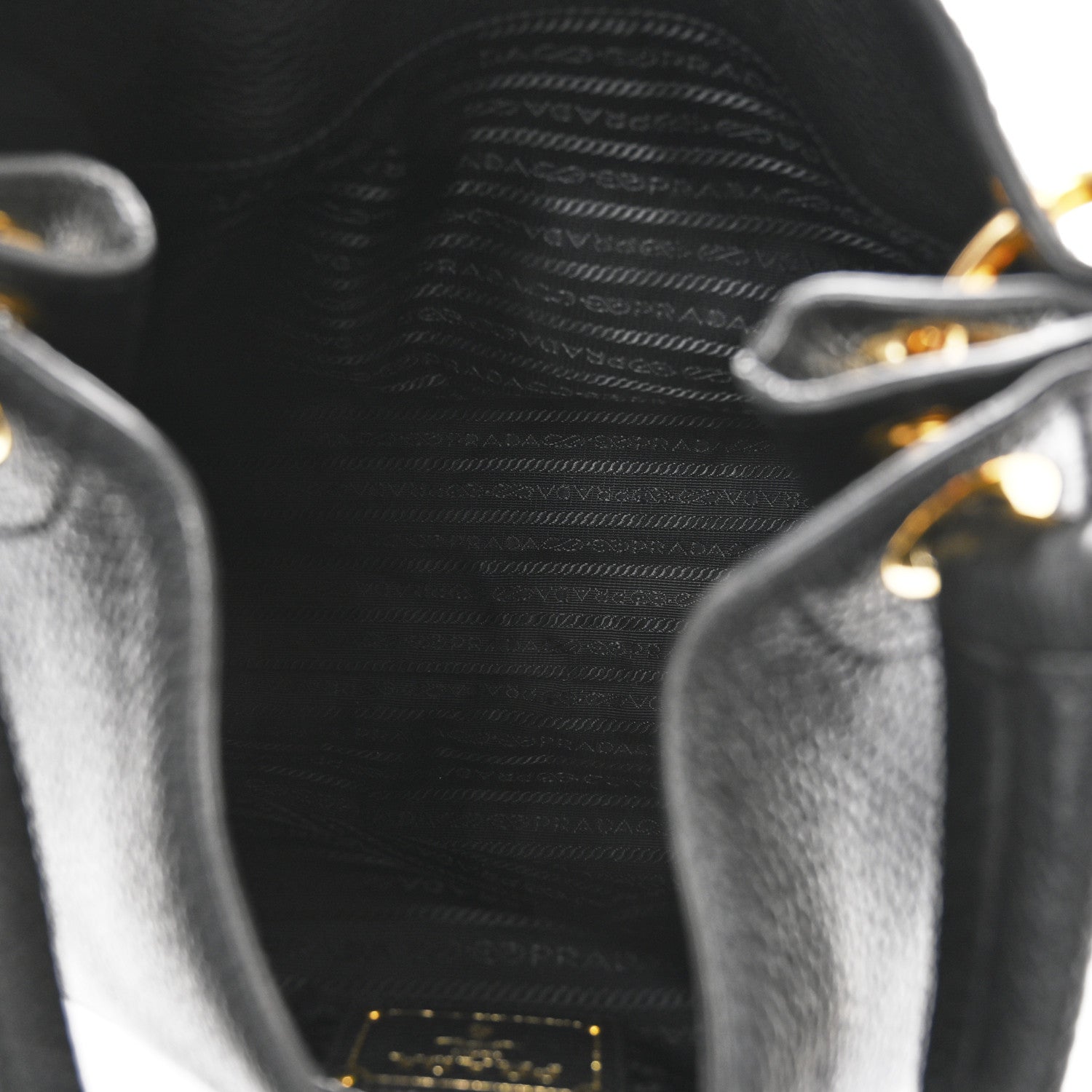 Prada Vitello Phenix Embossed Logo Hobo Black 5 of 9