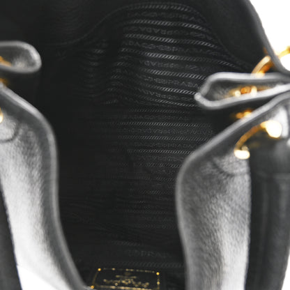 Prada Vitello Phenix Embossed Logo Hobo Black 5 of 9