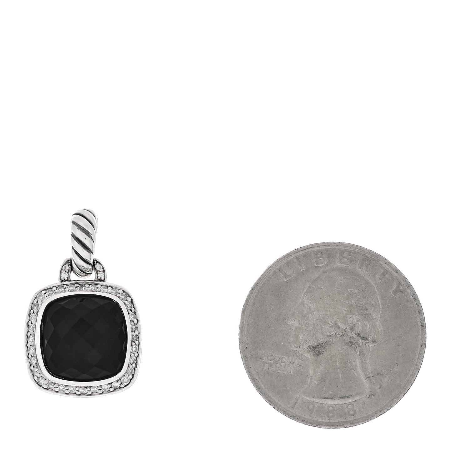 Sterling Silver Diamond Black Onyx 14mm Albion Enhancer Pendant