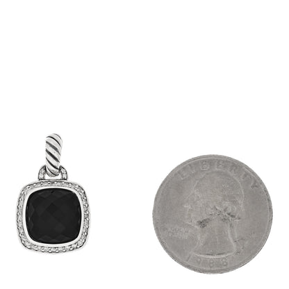 David Yurman Sterling Silver Diamond Black Onyx 14mm Albion Enhancer Pendant 2 of 3